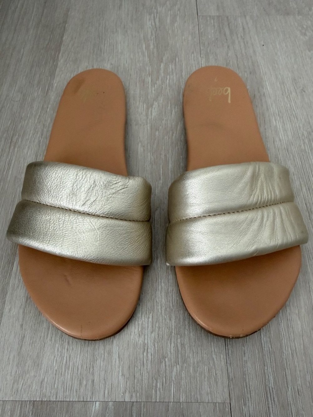 Beek Metallic Gold Padded Slide Sandals - Women